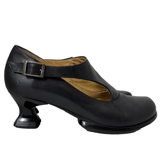 John Fluevog Shoes - John Fluevog Women's Heeled Shoes Sz 8 Black Leather Mary Jane Mid Heel Designer